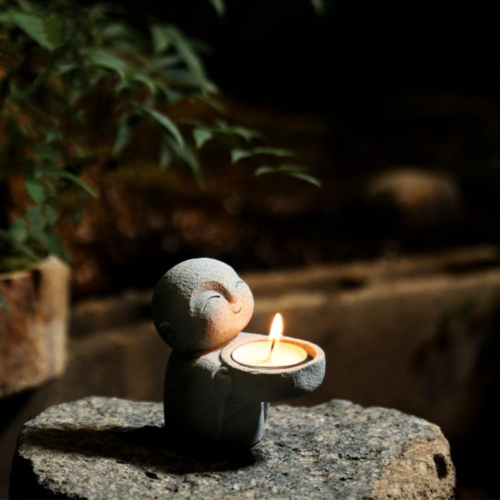 Amazon.co.jp: Yuzhiye お地蔵さん キャンドルホルダー 置物 お地蔵様